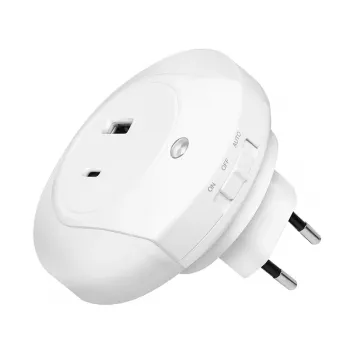 LogiLink LED noćno svjetlo sa senzorom sumraka, 1x USB-A & 1x USB-C, 18W ukupna snaga