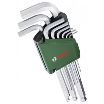 BOSCH 9-dijelni set imbus ključeva s L-ključevima označenim bojama, kuglasta glava i funkcija držanja, metrički 1,5-10 mm, BlackLaser završna obrada, držač s kopčom