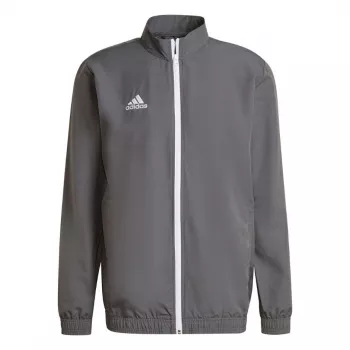 adidas Entrada 22 muška prezentacijska jakna siva s patentnim zatvaračem od recikliranog poliestera za nogometni trening
