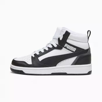 Puma Rebound V6 Mid Children's Sneakers White Black 393831 01 Size 38
