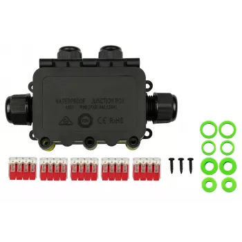 Kabelmeister 4-struka spojna kutija IP68 bez alata, 450V/25A, 0,5-2,5mm², crna