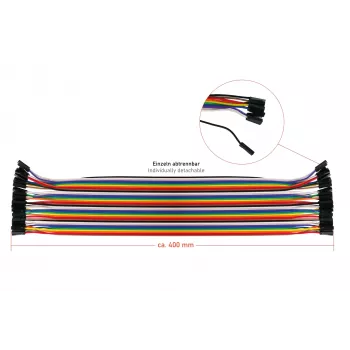 Kabelmeister set jumper žica 40-pin, 3 trake (muško-muško, žensko-žensko, muško-žensko), 20 cm, 24 AWG, dugine boje, za Arduino, Raspberry Pi, Breadboard