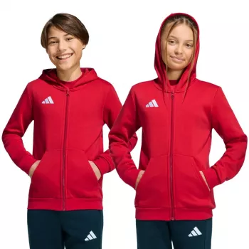 adidas Entrada 26 dječja jakna s kapuljačom na patentni zatvarač, crvena, KH1781, 164cm
