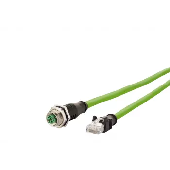METZ CONNECT 142M2X25100 industrijski Ethernet kabel - 10 m Cat 6a S/FTP, M12 X-kodirani utikač na RJ45 utikač, bez halogena zeleni