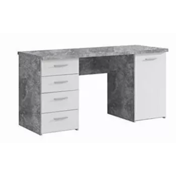 MT926-C264 Concrete Effect Writing Desk with White Steel Frame, 120x60x75 cm
