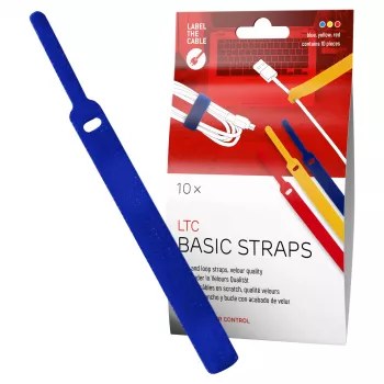 LABEL THE CABLE LTC BASIC STRAPS čičak vezice za kabele, 17 cm, paket od 10, višebojne (plava, žuta, crvena)