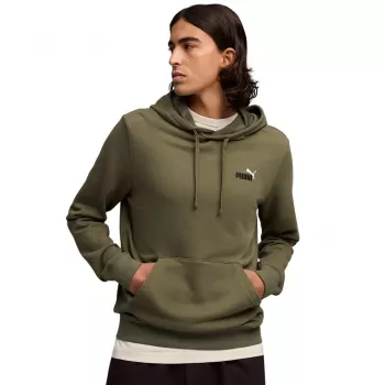 Puma ESS 2 Color Small No.1 Logo Hoodie Olive Green Men's Size L