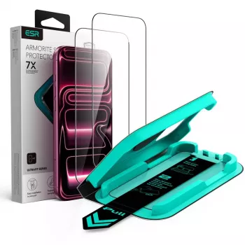 ESR UltraFit Armorite kaljeno staklo zaštita zaslona 2-pak za iPhone 17 Pro / 18 Pro – crno