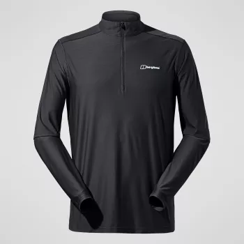 Berghaus 24/7 Tech Tee LS HZ muška majica dugih rukava s pola patentnog zatvarača, Jet Black