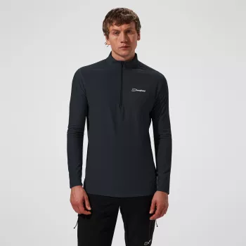 Berghaus 24/7 Tech Tee LS HZ muška majica dugih rukava s pola patentnog zatvarača, Jet Black