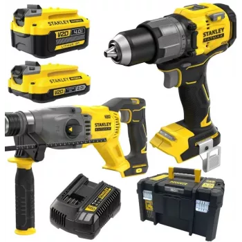 STANLEY V20 18V set akumulatorske udarne bušilice-odvijača i udarnog odvijača s 4,0Ah i 2,0Ah baterijama