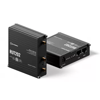 Teltonika Networks RUT202 4G LTE Wi-Fi usmjerivač, Dual SIM, 2x Ethernet, montaža na DIN tračnicu ili zid, aluminij