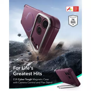 ESR Cyber Tough Kickstand MagSafe maska za iPhone 17 Pro Max / 18 Pro Max – tamno bordo