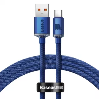 Baseus USB-A na USB-C Crystal Shine kabel 100W 1,2m plavi