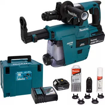 Makita DHR243JWX2 18V bežični SDS-Plus 3-modni udarni bušaći čekić s 2x 5,0Ah baterije, punjač i Makpac kofer