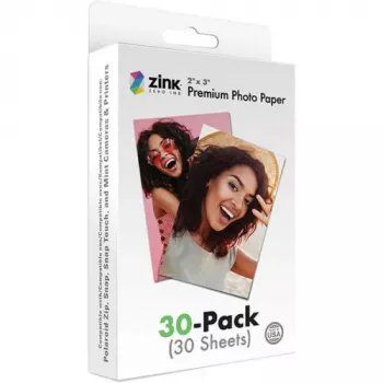 ZINK Premium Photo Paper 2x3 30 Sheets - Glossy Adhesive Backed for Zero Ink Printers