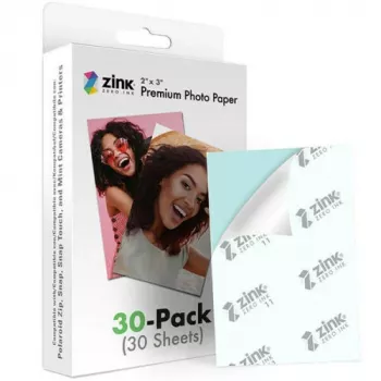 ZINK Premium Photo Paper 2x3 30 Sheets - Glossy Adhesive Backed for Zero Ink Printers