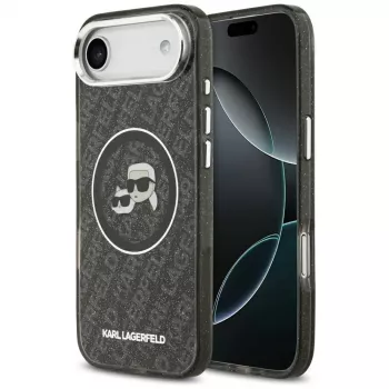 KARL LAGERFELD IML Glitter Karl & Choupette Heads Logo MagSafe futrola za iPhone Air, crna
