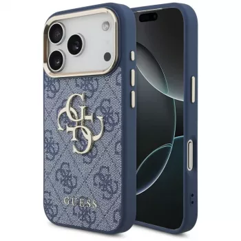 Guess 4G Classic Logo futrola za Apple iPhone 18 Pro / 17 Pro, plava sa zlatnim detaljima