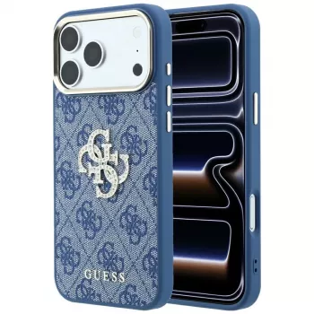 GUESS 4G & Big Strass Logo tvrda futrola za iPhone 18 Pro / 17 Pro - plava