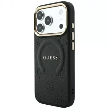 Guess Saffiano Peony & Ring MagSafe futrola za iPhone 18 Pro Max / 17 Pro Max - crna