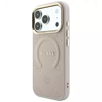 Guess Saffiano Peony & Ring MagSafe futrola za iPhone 18 Pro / 17 Pro - ružičasta