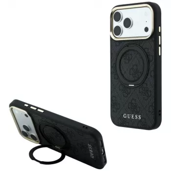 Guess Ring Stand 360 4G Classic Logo MagSafe Case for iPhone 18 Pro Max / 17 Pro Max - Black