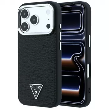 Guess Grained Triangle Logo MagSafe futrola za iPhone 17 Pro Max / 18 Pro Max - crna