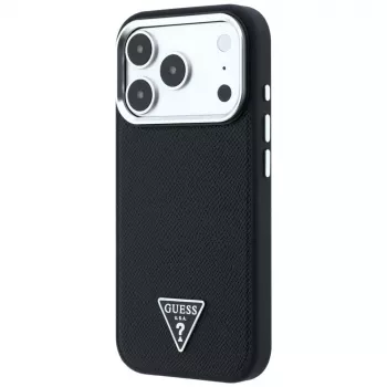 Guess Grained Triangle Logo MagSafe futrola za iPhone 17 Pro Max / 18 Pro Max - crna