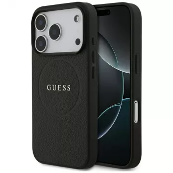 Guess Grained Gold Ring MagSafe futrola za Apple iPhone 17 Pro / 18 Pro, crna