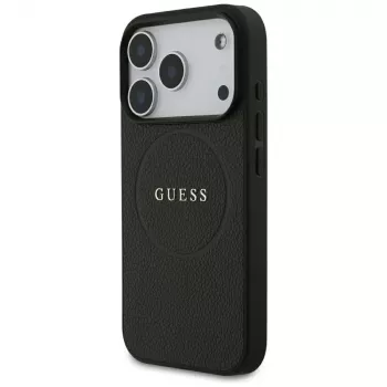 Guess Grained Gold Ring MagSafe futrola za Apple iPhone 17 Pro / 18 Pro, crna