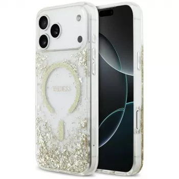 Guess Resin Bottom Glitter MagSafe futrola za iPhone 18 Pro Max / 17 Pro Max, zlatna