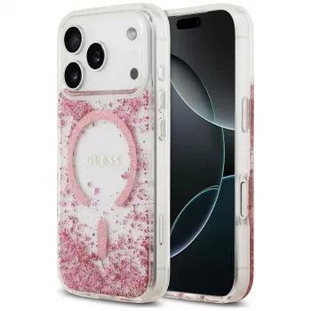 Guess Resin Bottom Glitter MagSafe Case for Apple iPhone 18 Pro / 17 Pro, Pink