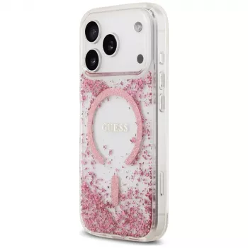 Guess Resin Bottom Glitter MagSafe Case for Apple iPhone 18 Pro / 17 Pro, Pink