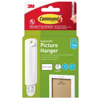 3M Command vješalica za slike za pilasti ovjes, 1 kuka + 2 trake, bijela (7100336642)