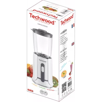 Techwood TBL-201 1.5L Tabletop Blender, 300W, Stainless Steel Blades, Ice Crushing, White