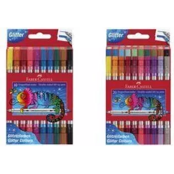 Faber-Castell Glitter dvostruki marker, paket od 20 sa širokim i finim vrhom (3-5 mm / 1 mm), perivi - 151108