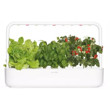 Click & Grow Smart Garden 9 unutarnji vrt za začinsko bilje i povrće s LED lampama za rast, samozalijevanje, 9 biljnih kapsula, bijeli