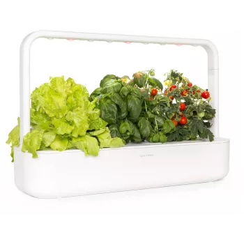 Click & Grow Smart Garden 9 unutarnji vrt za začinsko bilje i povrće s LED lampama za rast, samozalijevanje, 9 biljnih kapsula, bijeli