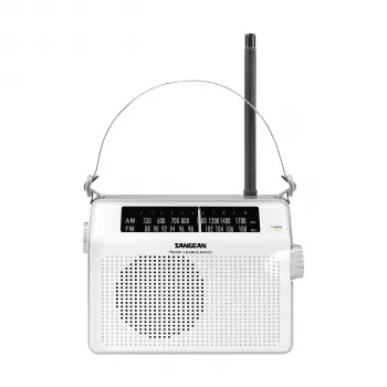 Sangean PR-D6 White Portable AM/FM Radio with Clock and Alarm