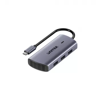 UNITEK USB-C 6-u-1 multiport hub | 3x USB-A 5Gbps | PD 100W | HDMI 4K@30Hz | RJ45 Gigabit Ethernet | Space Grey
