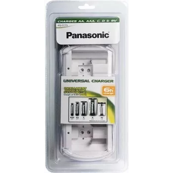 Panasonic BQ-CC15E/1B Smart & Quick Ni-MH Battery Charger for AA & AAA, 4 Slots, Individual Channels, AC 100-240V