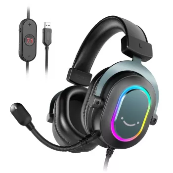 FIFINE H6 AmpliGame RGB 7.1 surround over-ear USB gaming slušalice s odvojivim mikrofonom, crne