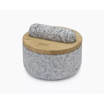 Joseph Joseph Dash Pestle & Mortar with Bamboo Lid, Ceramic, White
