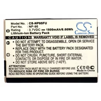 Cameron Sino Replacement Battery for Fujifilm NP-95 / Ricoh DB-90, 3.7V 1900mAh Li-ion, Black
