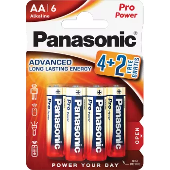 Panasonic Alkaline Power AA Batteries LR6PPG/6BP 4+2 Free Pack (6 pcs)