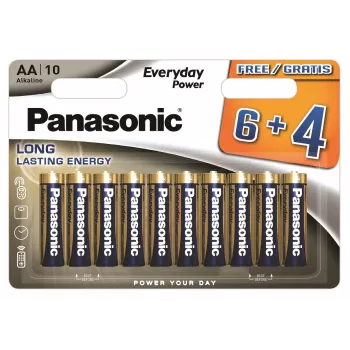 Panasonic Everyday Power alkalne AA baterije LR6 10 komada (6+4 gratis) - 1,5V, rok trajanja 10 godina, Triple Tough Coating