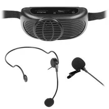 REBEL prijenosni karaoke mikrofonski sustav s Bluetooth 5.0, zvučnik 5W, promjena glasa i LED svjetlosni efekti, LEC-MIK0041