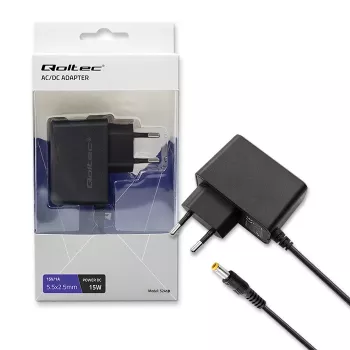 Qoltec PREMIUM 15W 15V 1A AC/DC Power Adapter with 5.5x2.5mm Barrel Plug