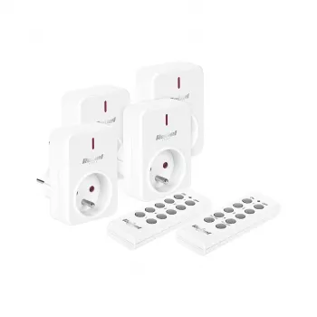 KEMOT URZ3471 set bežičnih utičnica (4 utičnice + 2 daljinska upravljača, 433,92 MHz, bijeli)